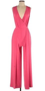 Trina Turk hot pink faux wrap sleeveless jumpsuit sz 0 barbiecore