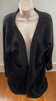 Out From Under Black Open Front Pockets Long Cardigan Duster, size M/L