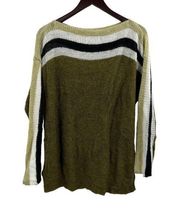 Liverpool Los Angeles Striped Oversize Dolman Sweater Green Medium New