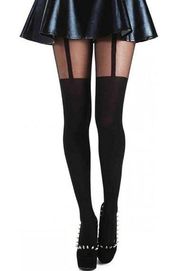 Dolls Kill Plain Stripe Suspender Tights Black One Size Made in Italy BRAND NEW