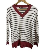 Staccato Women's Striped V-Neck Knitted Pullover Sweater Size Medium