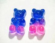 Purple & Pink Glitter Gummy Bear Stud Earrings