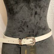 Forever 21 3/4” white belt with silver buckle NWT