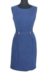 Denim dress size 14 with wood and gold hardware Midi