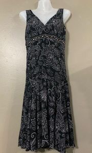 Black Midi Paisley Dress