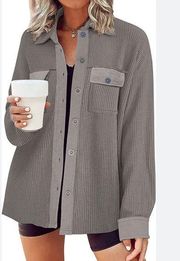 Anthropologie Talulah oversized waffle knit button front shirt size large women