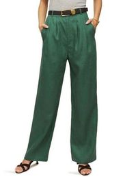 Reformation Green Vesta Pleated Linen Pants