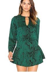 Karina Grimaldi Jackie Verde Pillar mini dress snakeskin green black Sz S