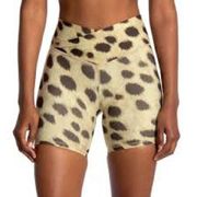 Weworewhat NWT Tan Leopard Splice Legging Biker Activewear Shorts Size Small