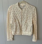 Maje Cream Crochet Bomber Size 40