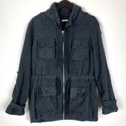 JOIE Utility Wool Blend 4 Pockets Zip Jacket Coat