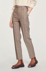 Sandro women’s Vally Tailored checked wool blend straight leg pants 40/US 12-14