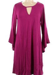 CONTEXT x LORD & TAYLOR Women’s Magenta Keyhole Bell Sleeve Dress Size M