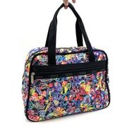 Lesportsac Medium Travel Bag Vintage Multi Logo Print Duffle Weekender