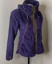 Flight Fleece Fuzzy Jacket Mock Neck Hooded Deep Purple Women’s Sz Small