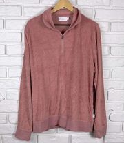 Onia dusty pink terry cloth 1/4 zip pullover size large