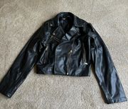 Basic Black Cropped Leather Jacket