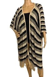 𝅺thml Black/Cream Striped Poncho Size Small