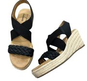 Sonoma Women's Wedge Sandals Sz 6 Women’s Black and Tan