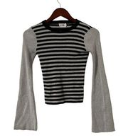 Seek The Label Striped Knit Bell Sleeve Sweater Top