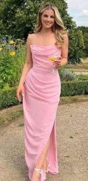 House of CB Adrienne Pink Quartz Strapless Gown  Size S Fuller cup NWOT