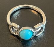 Turquoise stone two moon ring size 6.5