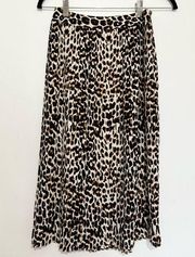 Express Women’s Size 00 Leopard Print Pleated Skirt Midi Length