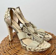 Alexandre Birman Snakeskin Platform Zip Heels Snake 9 B 40 Sexy Natural