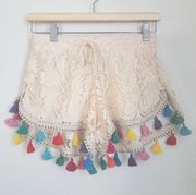 Judith March Tassel Lace Shorts Size Small