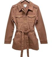 Market & Spruce Bambi Belted Cargo Utility Jacket Mauve Brown Women’s Size S