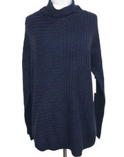 Como Vintage Cowl Neck Ribbed Sweater Dark Blue Size Medium NWT