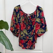 Sun & Shadow Floral Flowy Top Summer Fall