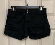 Black shorts with rhinestone buttons