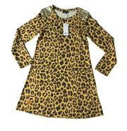 New Simply Southern Collection Womens Cheetah Print Dress Sequins Size Small