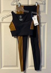 NWT SAGE Collective Black, Brown, & Coral Legging Set XS