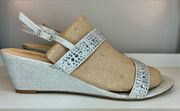 American Glamour Silver Wedge Heels Glam size 9.5