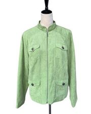 Vintages  Lime Green Faux Suede Jacket Women’s Plus Size 16 Y2K