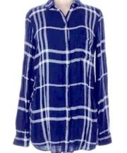 Woman’s blue and white 100% cotton flannel nightshirt sleepwear never wore