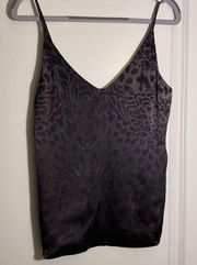 L'AGENCE Size XS Black Leopard Print‎ V-Neck Spaghetti Strap Cami Tank Top