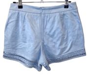 JOA LOS ANGELES HIGH RISE WAIST LIGHT BLUE FAUX SUEDE LINED SHORTS S