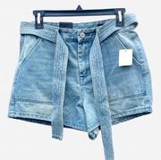 NEW BLANKNYC Tie Belt Denim High Waist Shorts Size 28 NWT