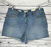 Universal Thread NWT Sz 18W Blue Denim Vintage Stretch Raw Hem Midi Jean Shorts