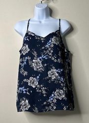 Primark Chiffon Blue Floral Sleeveless Top Women's 8