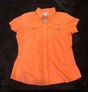 COLUMBIA Omni shade PFG orange shirt tee top women’s M