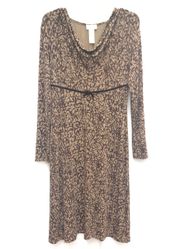 Y2K 4 Liz Clairborne Dress Leopard Print Women’s Casual Long Sleeve Ribbon