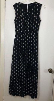 Madewell Brushed Ikat black silk Maxi side slit and pockets Dress size 4