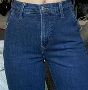 Extra High Waisted Sky-Hi Straight Dark Wash Jeans with Secret Slim Pockets