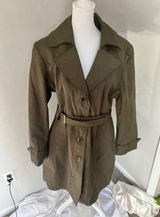 Vintage Gallery Olive Green Trench Coat Size XL