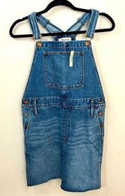 Madewell Medium Wash Denim Overall Dress Raw Hem 4 NEW