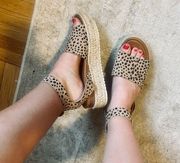 Leopard cheetah print espadrille platform sandals